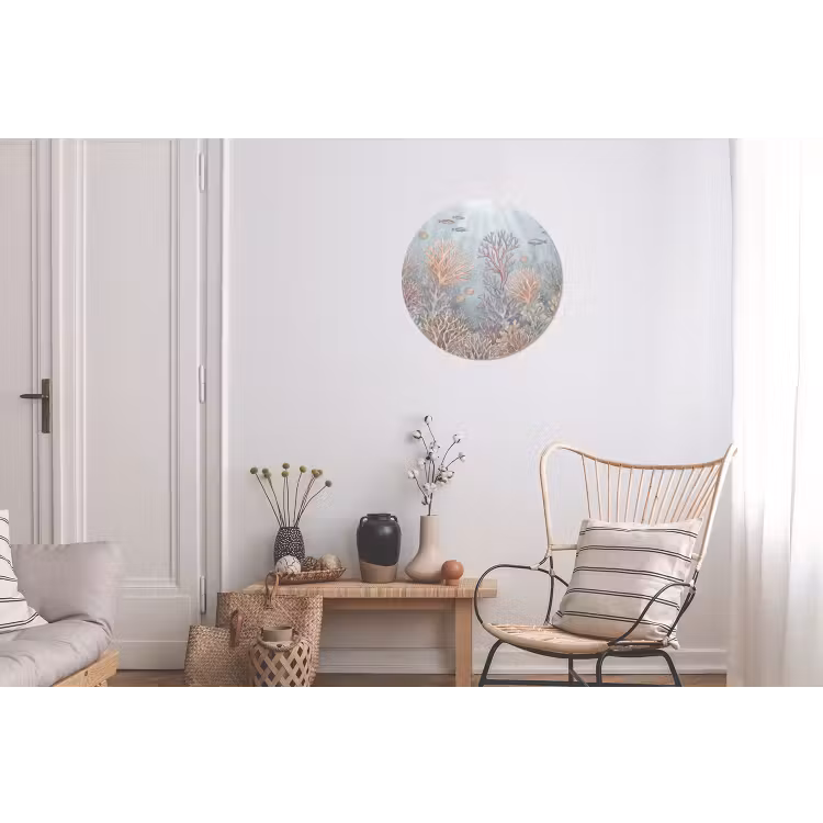 Vis - Koraal - Oceaan - Illustratie - Onderwater Wandcirkel aluminium klein -woonkamer