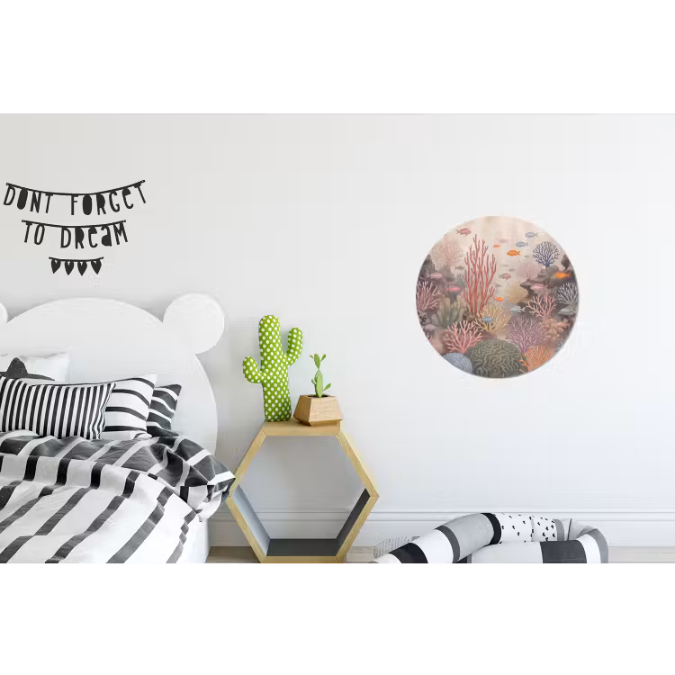 Vis - Koraalrif - Onderwaterwereld - Illustratie Wandcirkel aluminium klein -kinderkamer