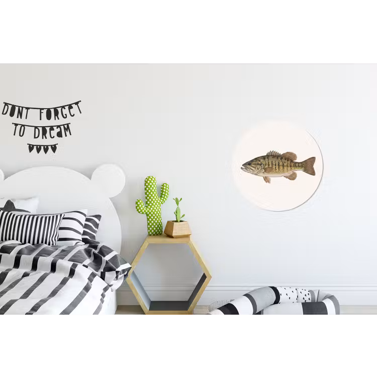 Vissen - Natuur - Vintage Wandcirkel aluminium klein -kinderkamer