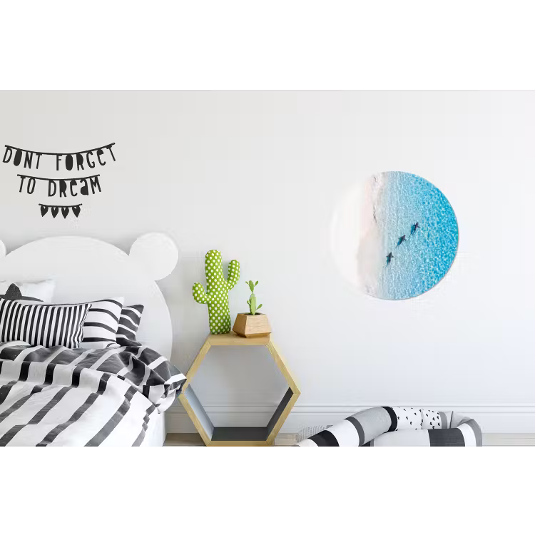 Vis - Oceaan - Strand - Turquoise - Natuur Wandcirkel aluminium klein -kinderkamer