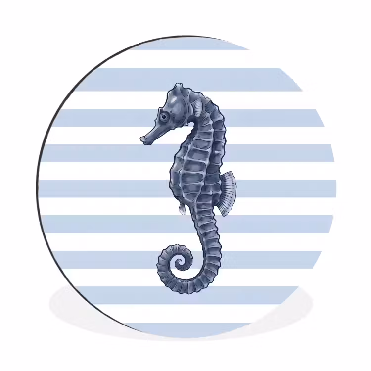 Vis - Oceaan - Illustratie - Blauw - Strepen Wandcirkel aluminium klein -3d