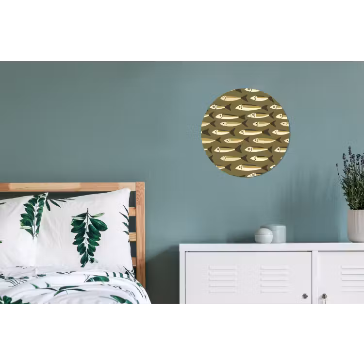 Vis - Patroon - Groen Wandcirkel aluminium klein 190 -slaapkamer