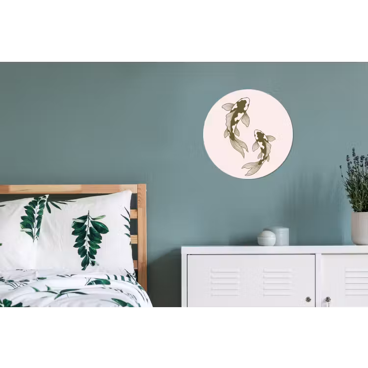 Vis - Zwemmend - Groen - Abstract - Dieren Wandcirkel aluminium klein -slaapkamer