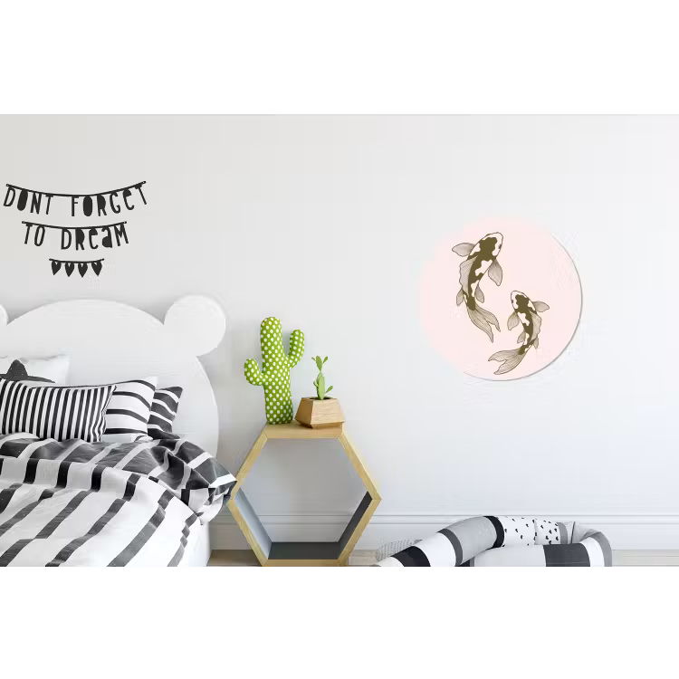 Vis - Zwemmend - Groen - Abstract - Dieren Wandcirkel aluminium klein -kinderkamer