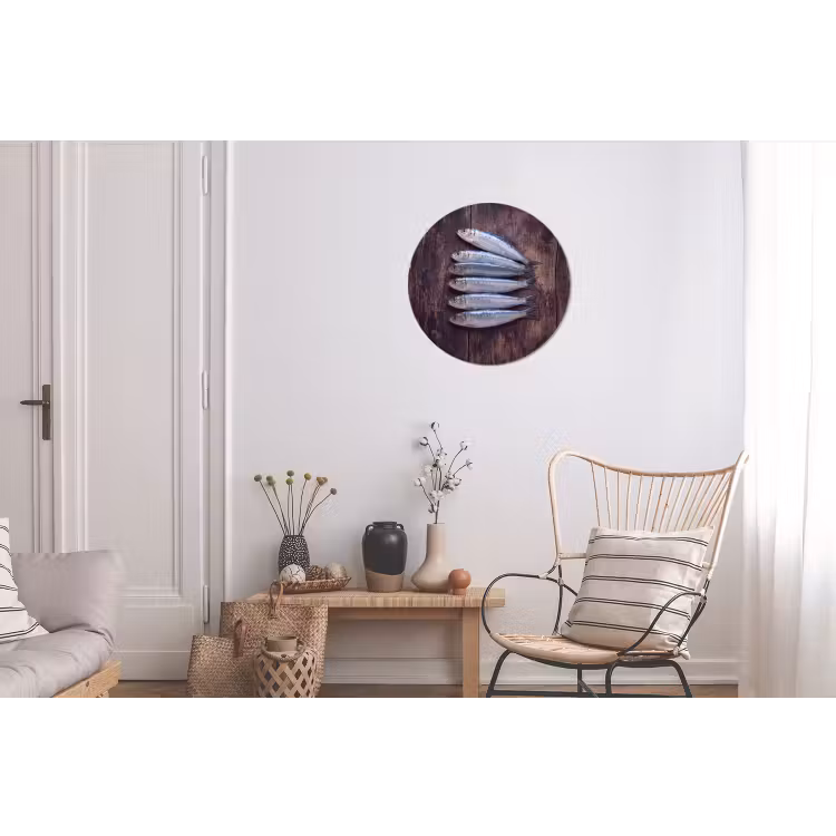 Wall circle - Aluminum - Fish - Wood - Food - Vis - Hout - Eten Wandcirkel aluminium klein