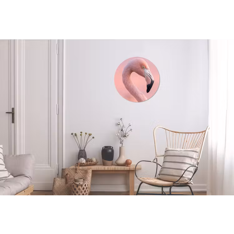 Flamingo - Portret - Roze Wandcirkel aluminium klein -woonkamer