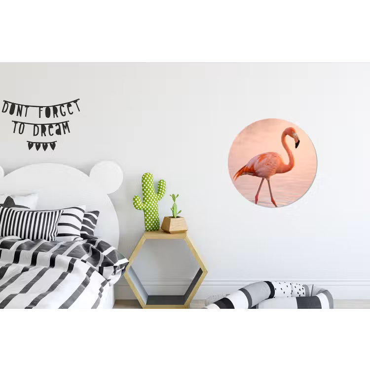 Flamingo - Water - Roze Wandcirkel aluminium klein -kinderkamer