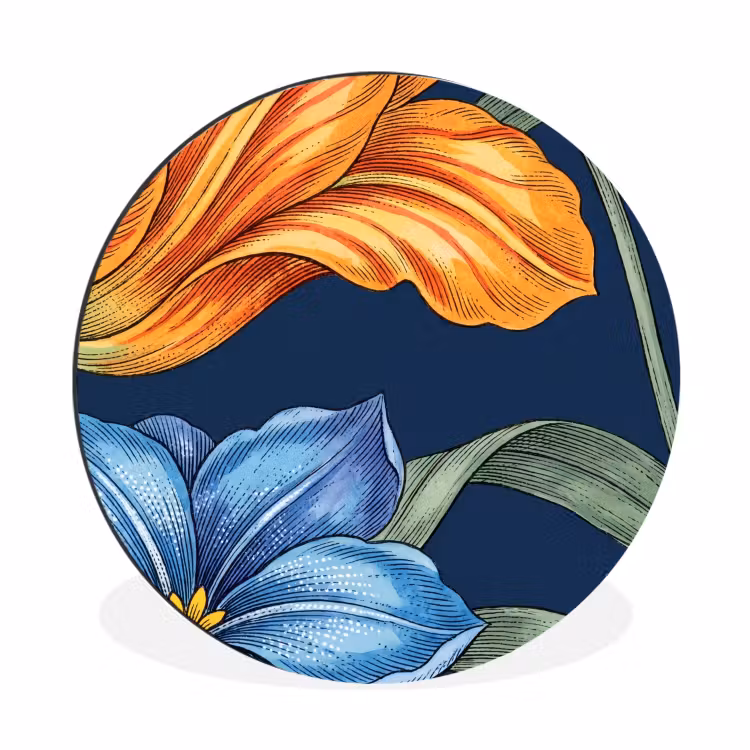 Wall circle - Aluminum - Flowers - Botanical - Pattern - Bloemen - Botanisch - Patroon Wandcirkel aluminium klein