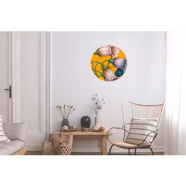 Wall circle - Aluminum - Flowers - Botanical - Yellow - Bloemen - Botanisch - Geel Wandcirkel aluminium klein