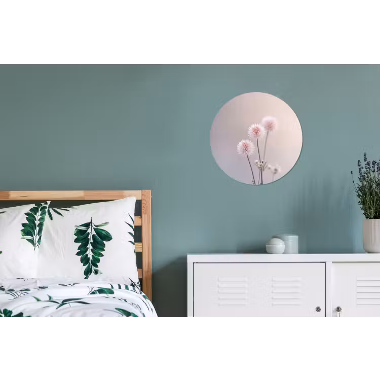 Bloemen - Bollen - Roze Wandcirkel aluminium klein -slaapkamer