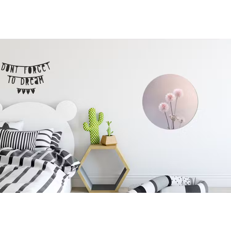 Bloemen - Bollen - Roze Wandcirkel aluminium klein -kinderkamer