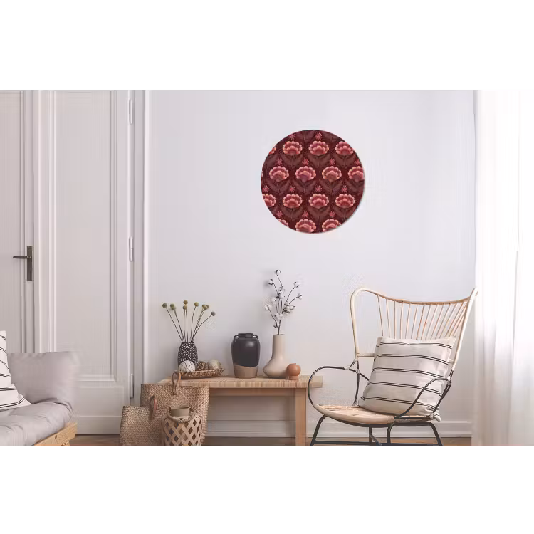 Bloemen - Waaier - Paars Wandcirkel aluminium klein 190 -woonkamer