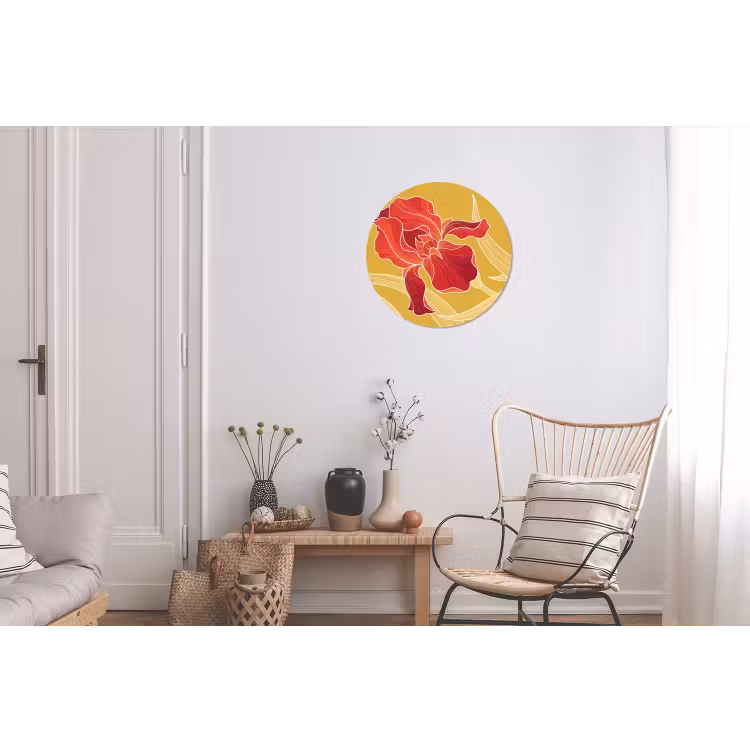 Wall circle - Aluminum - Flowers - Illustration - Red - Bloemen - Illustratie - Rood Wandcirkel aluminium klein