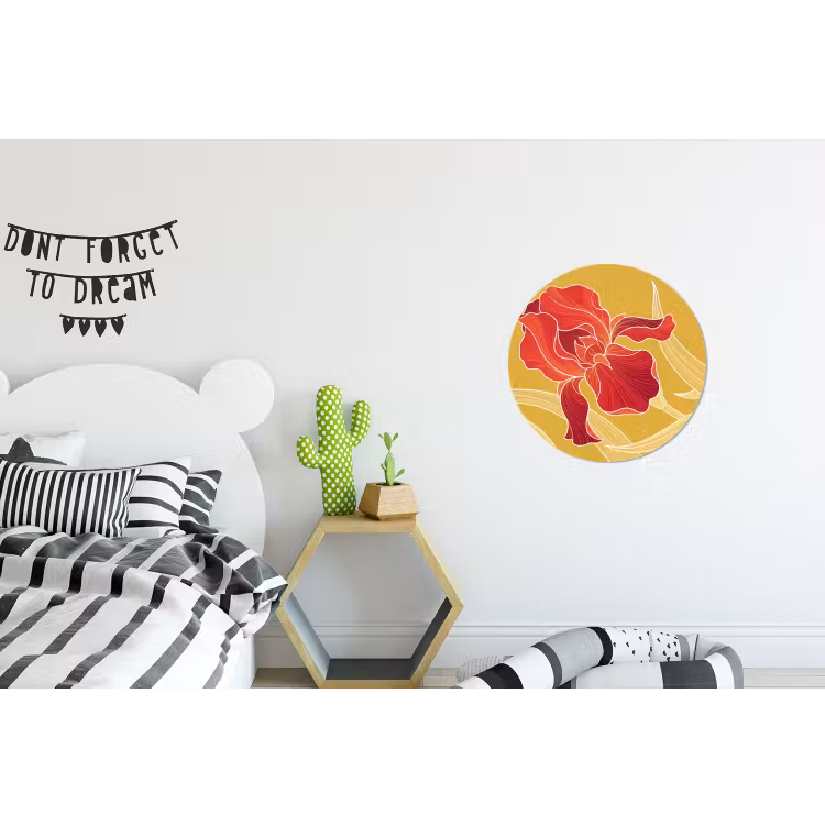 Wall circle - Aluminum - Flowers - Illustration - Red - Bloemen - Illustratie - Rood Wandcirkel aluminium klein