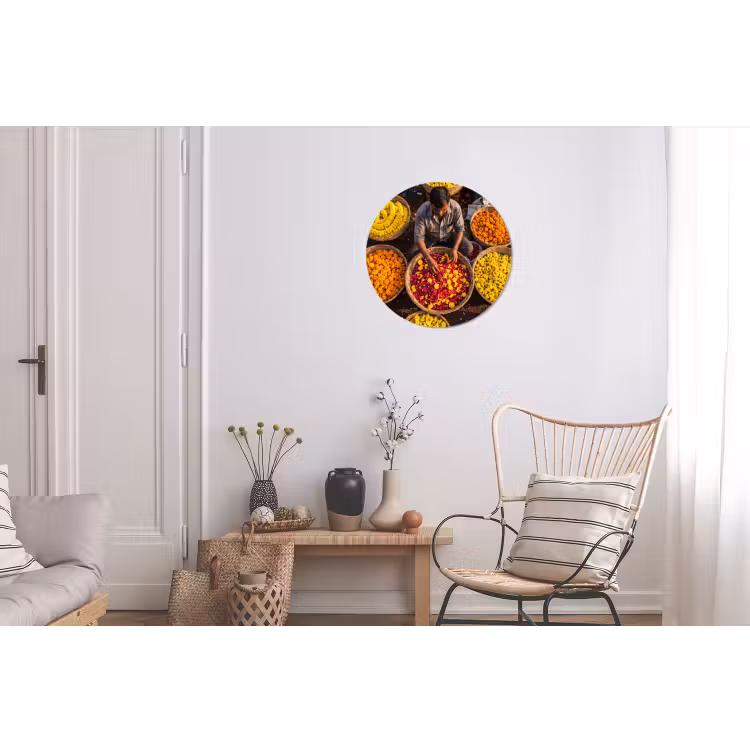 Wall circle - Aluminum - Flowers - Market - Colorful - Bloemen - Markt - Kleurrijk Wandcirkel aluminium klein