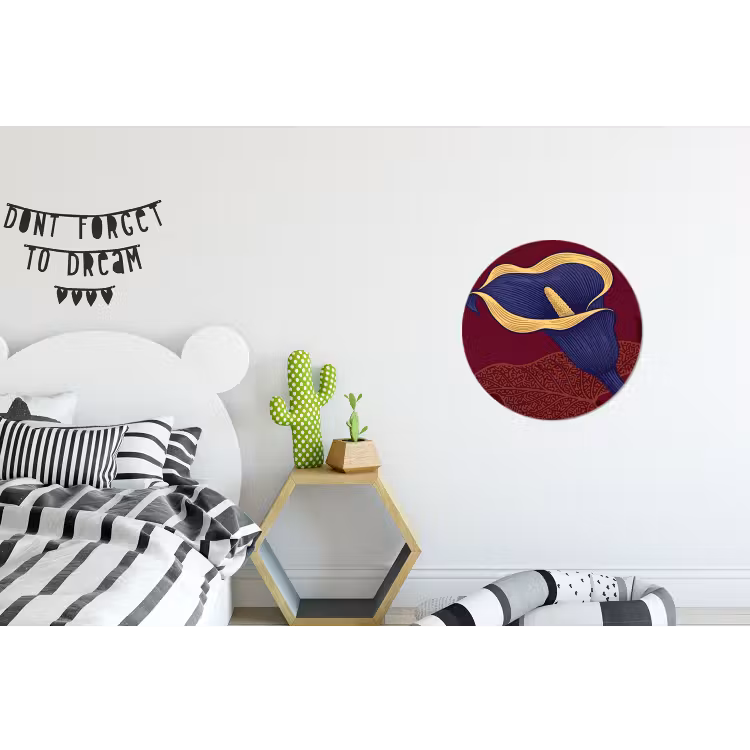Wall circle - Aluminum - Flowers - Modern - Purple - Bloemen - Modern - Paars Wandcirkel aluminium klein