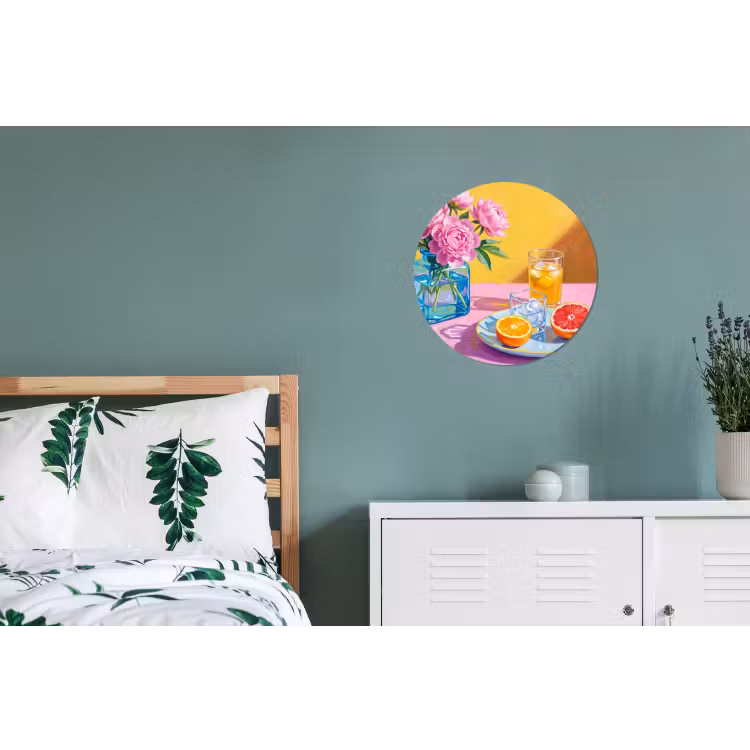 Wall circle - Aluminum - Flowers - Pink - Modern - Bloemen - Roze - Modern Wandcirkel aluminium klein