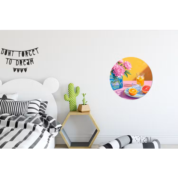 Wall circle - Aluminum - Flowers - Pink - Modern - Bloemen - Roze - Modern Wandcirkel aluminium klein