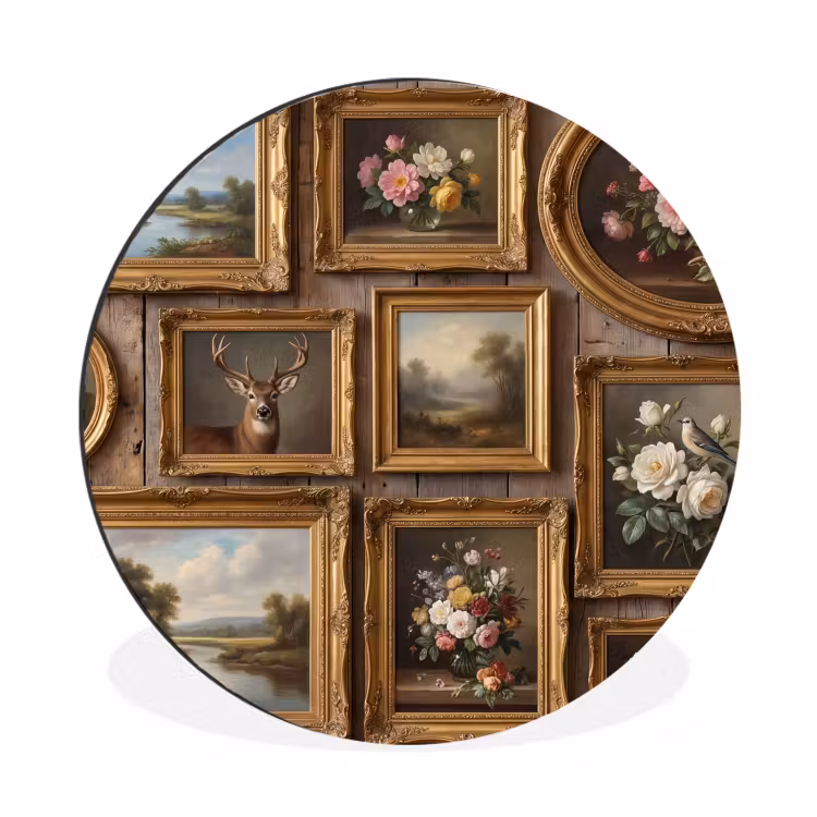 Bloemen - Rozen - Klassiek - Vaas - Kleurrijk Wandcirkel aluminium klein -3d
