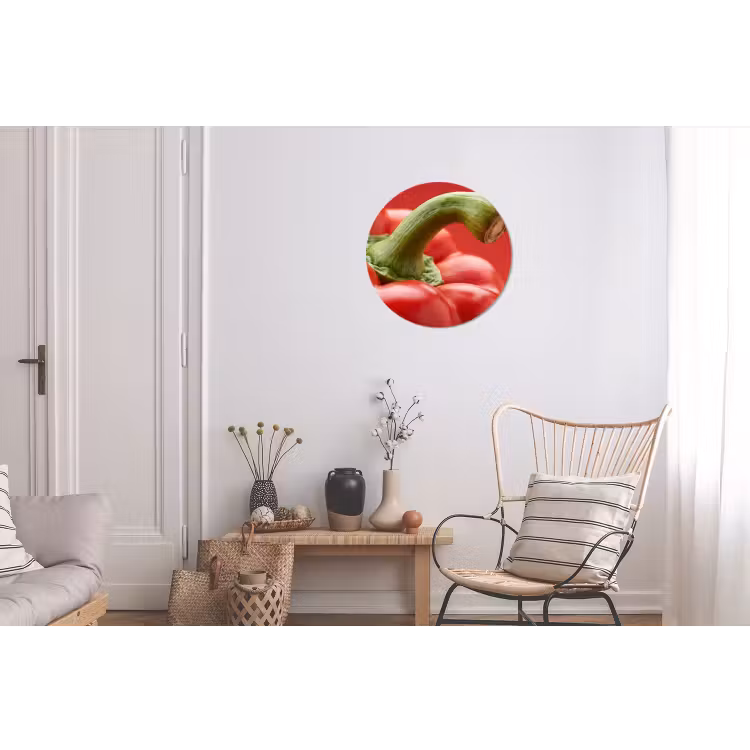 Wall circle - Aluminum - Food - Bell Pepper - Red - Eten - Paprika - Rood Wandcirkel aluminium klein