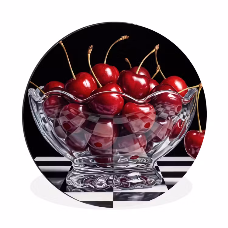Wall circle - Aluminum - Food - Cherries - Red - Eten - Kersen - Rood Wandcirkel aluminium klein