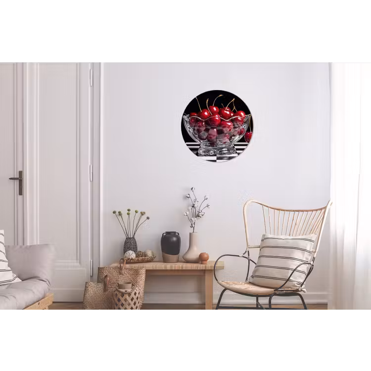Wall circle - Aluminum - Food - Cherries - Red - Eten - Kersen - Rood Wandcirkel aluminium klein