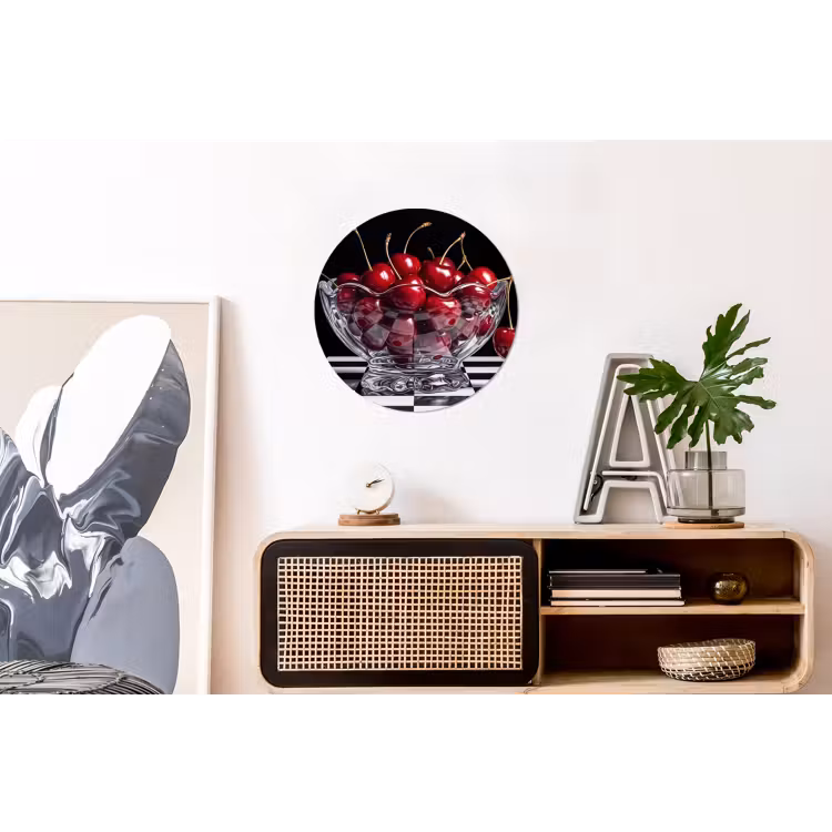 Wall circle - Aluminum - Food - Cherries - Red - Eten - Kersen - Rood Wandcirkel aluminium klein