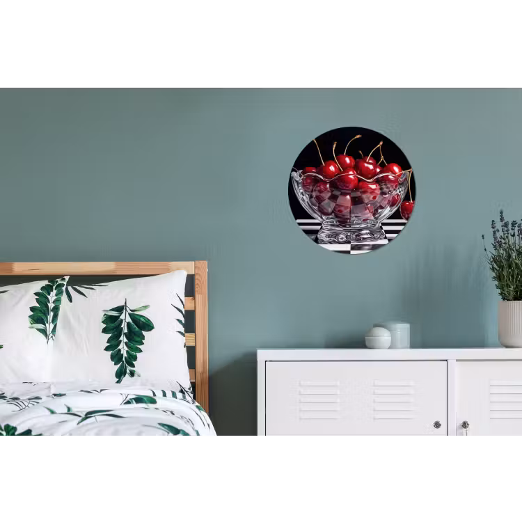 Wall circle - Aluminum - Food - Cherries - Red - Eten - Kersen - Rood Wandcirkel aluminium klein