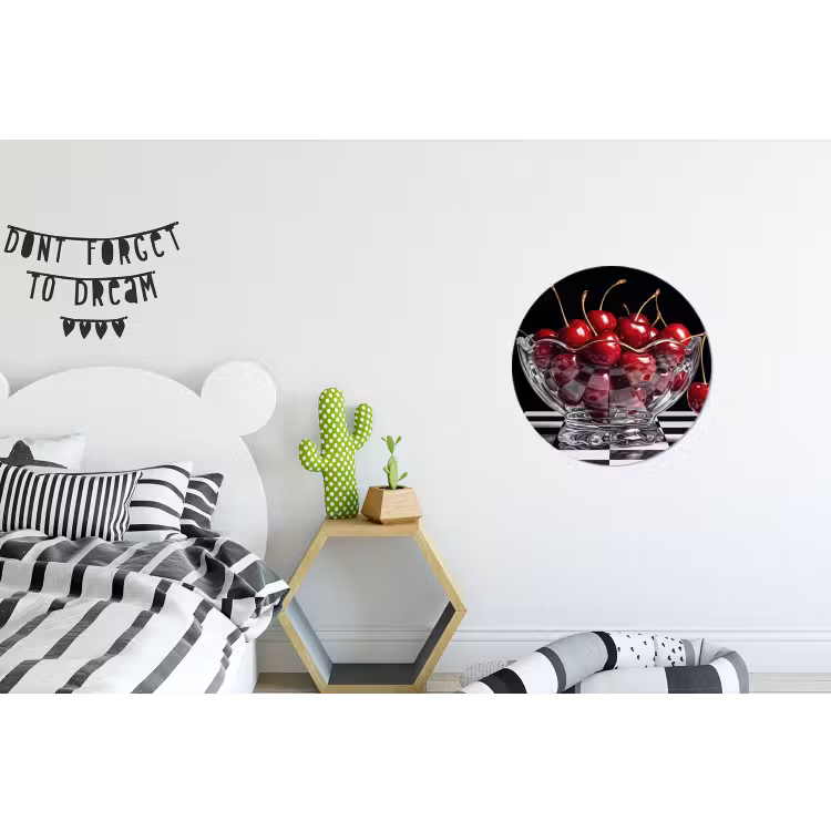 Wall circle - Aluminum - Food - Cherries - Red - Eten - Kersen - Rood Wandcirkel aluminium klein