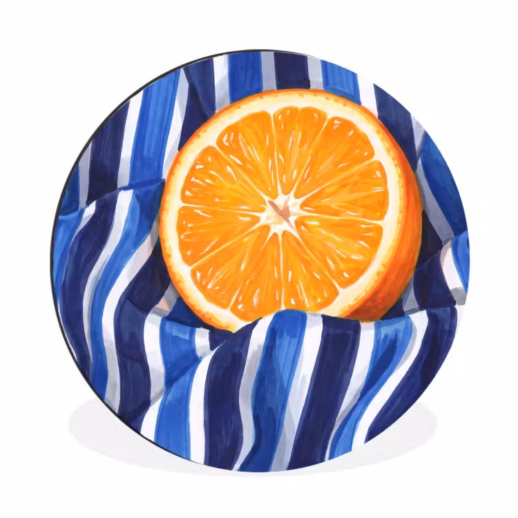 Wall circle - Aluminum - Food - Fruit - Orange - Eten - Fruit - Oranje Wandcirkel aluminium klein
