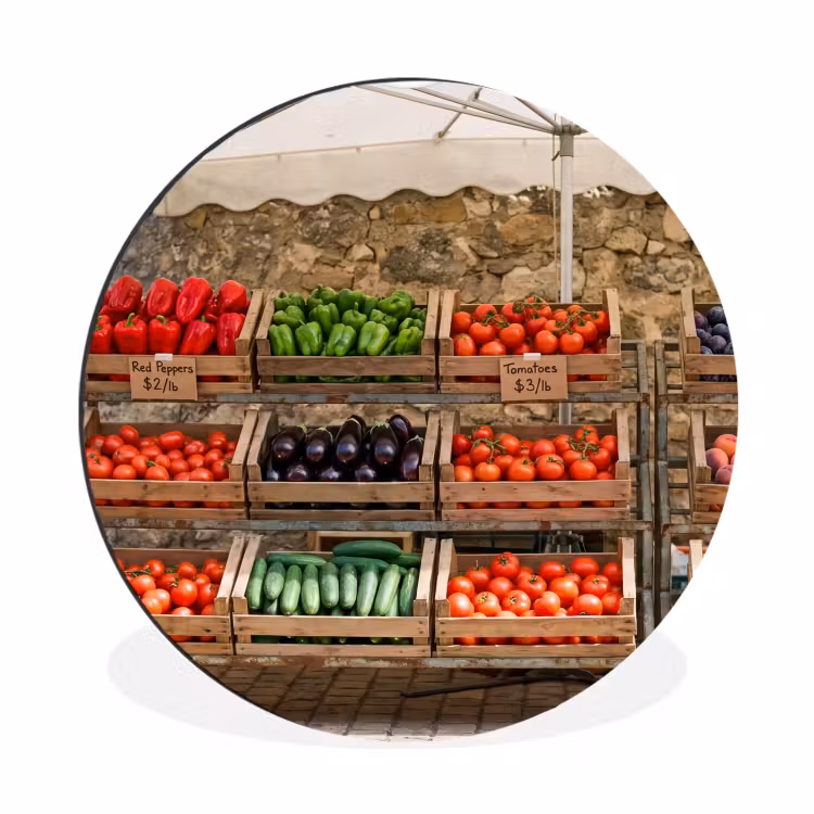 Wall circle - Aluminum - Food - Market - Fresh - Eten - Markt - Vers Wandcirkel aluminium klein