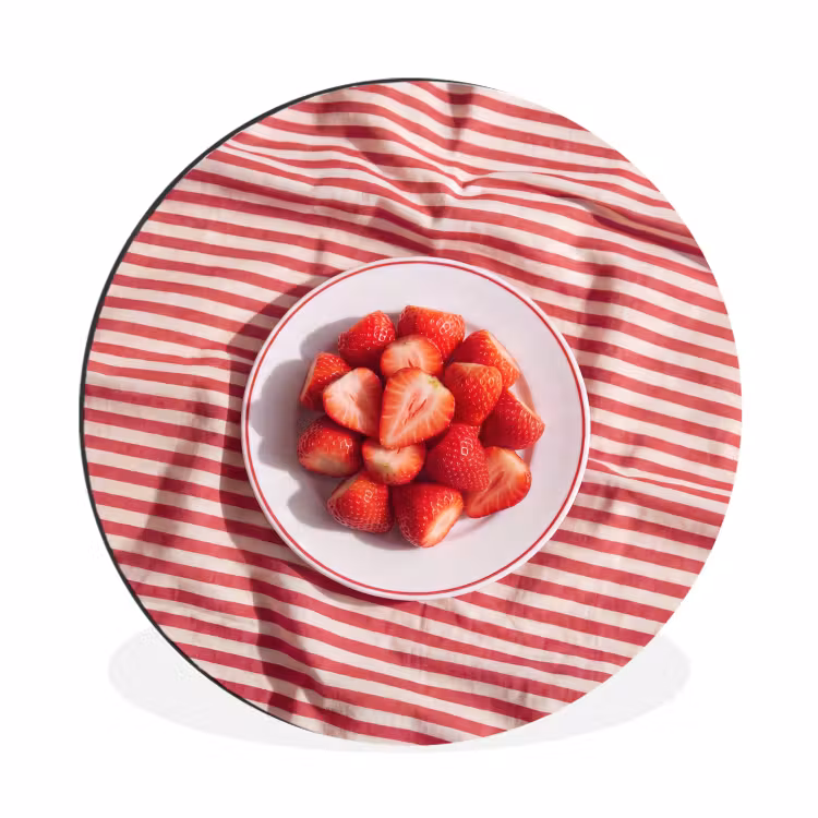 Eten - Aardbeien - Fruit - Zomer - Rood Wandcirkel aluminium klein -3d