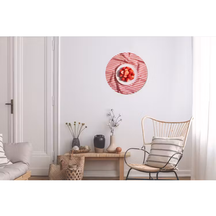 Eten - Aardbeien - Fruit - Zomer - Rood Wandcirkel aluminium klein -woonkamer