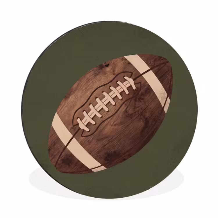 Football - Hout - Sport - Groen Wandcirkel aluminium klein -3d
