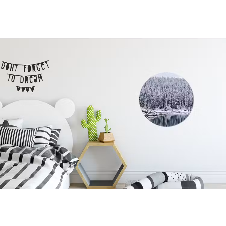 Bos - Reflectie - Meer - Winter - Serene Wandcirkel aluminium klein -kinderkamer