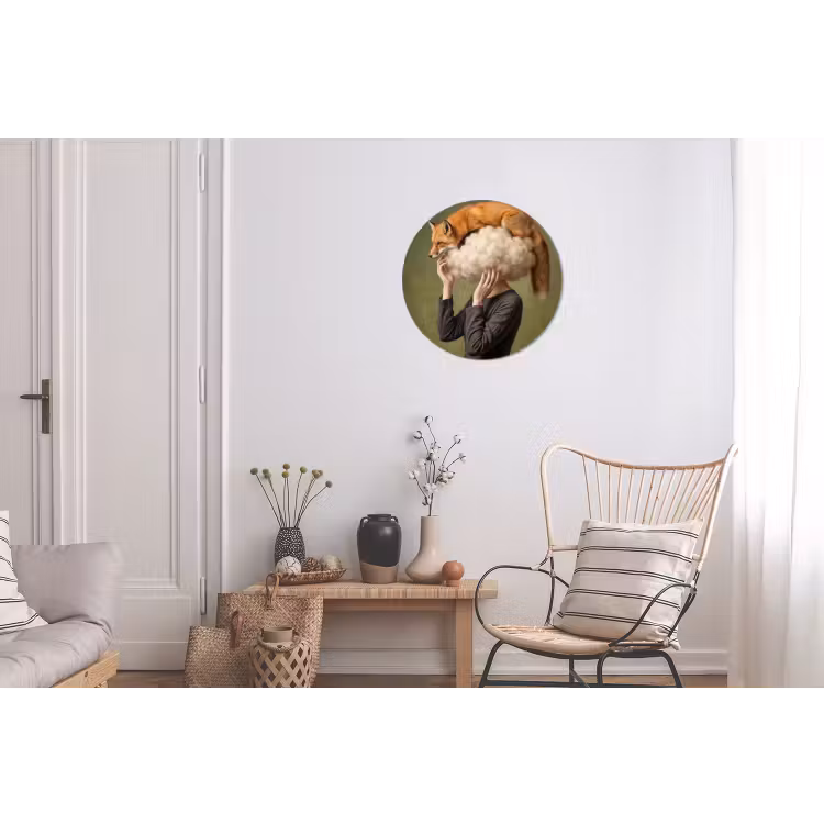 Vos - Surrealistisch - Groen Wandcirkel aluminium klein -woonkamer