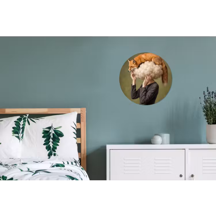 Vos - Surrealistisch - Groen Wandcirkel aluminium klein -slaapkamer