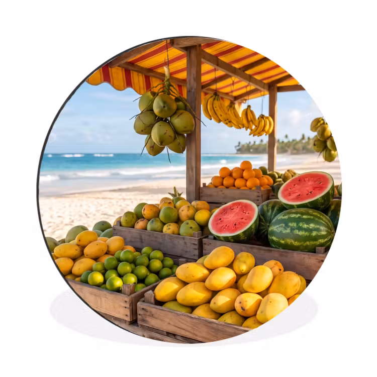 Wall circle - Aluminum - Fruit - Beach - Tropical - Fruit - Strand - Tropisch Wandcirkel aluminium klein