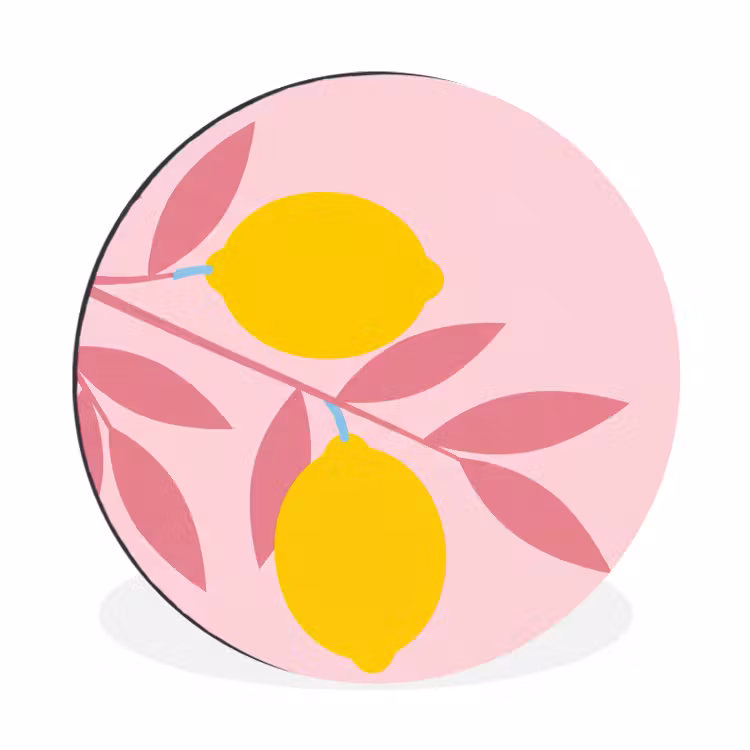 Fruit - Tak - Natuur - Abstract - Roze Wandcirkel aluminium klein -3d