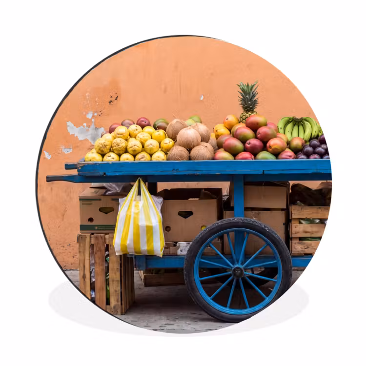 Wall circle - Aluminum - Fruit - Cart - Street - Fruit - Kar - Straat Wandcirkel aluminium klein