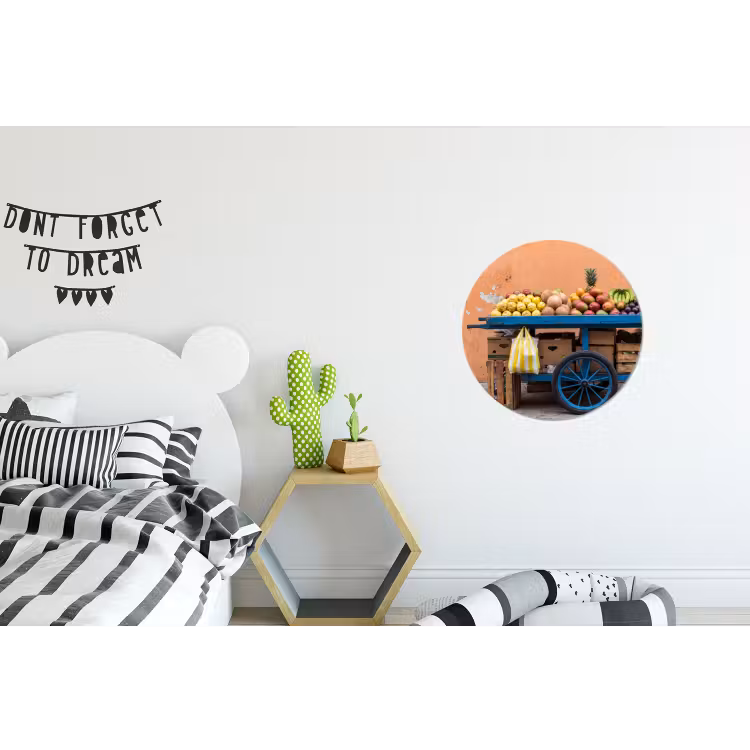 Wall circle - Aluminum - Fruit - Cart - Street - Fruit - Kar - Straat Wandcirkel aluminium klein