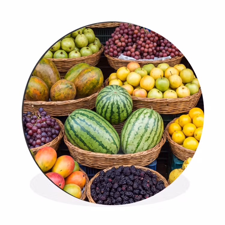 Wall circle - Aluminum - Fruit - Market - Colorful - Fruit - Markt - Kleurrijk Wandcirkel aluminium klein