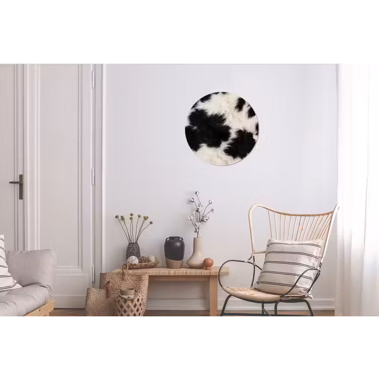 Bont - Textuur - Zwart - Wit Wandcirkel aluminium klein -woonkamer