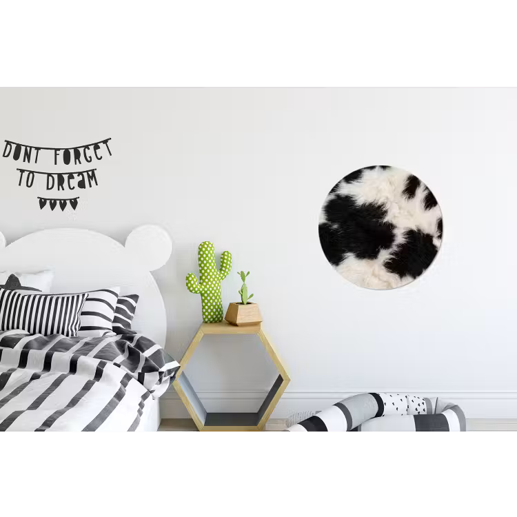 Bont - Textuur - Zwart - Wit Wandcirkel aluminium klein -kinderkamer
