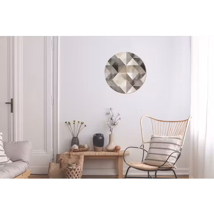 Geometrisch - Motief - Aardetinten Wandcirkel aluminium klein 190 -woonkamer