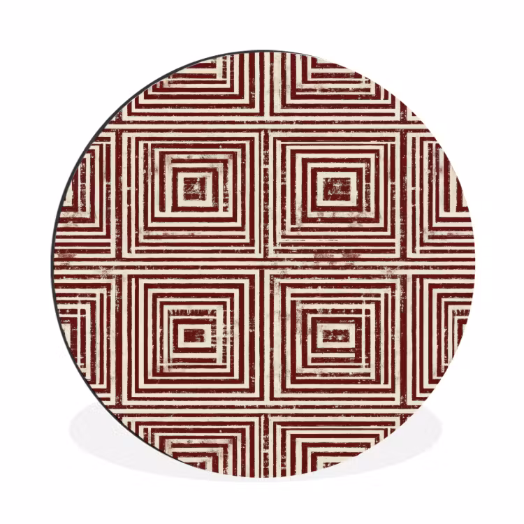 Geometrisch - Patroon - Rood Wandcirkel aluminium klein 190 -3d