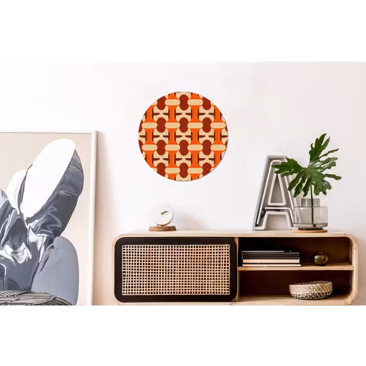 Geometrisch - Retro - Oranje Wandcirkel aluminium klein 190 -kantoor