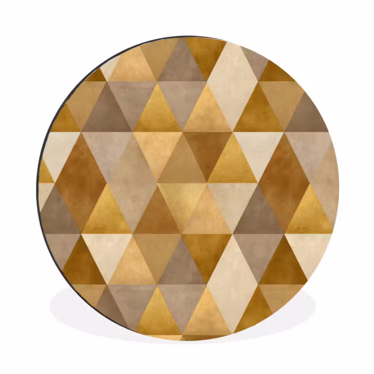 Geometrisch - Driehoek - Goud Wandcirkel aluminium klein 190 -3d