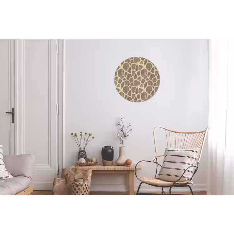 Giraf - Patroon - Beige - Bruin Wandcirkel aluminium klein 190 -woonkamer
