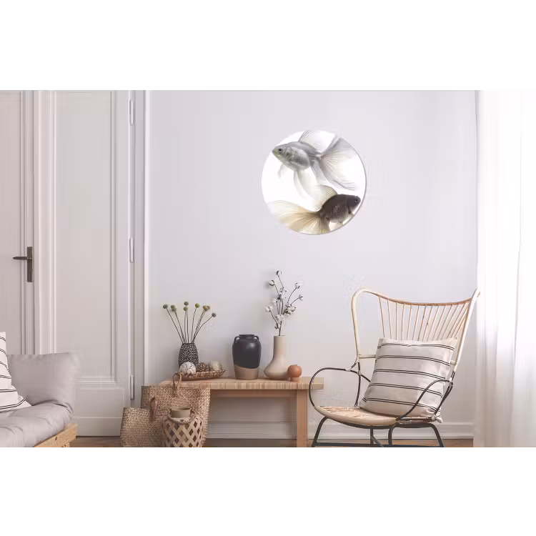 Goudvissen - Modern - Wit Wandcirkel aluminium klein -woonkamer